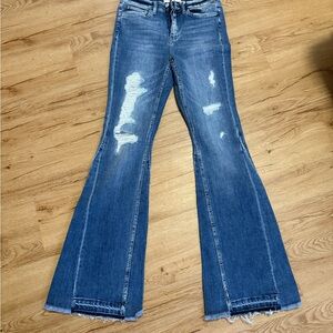 Flying Monkey Distressed Blue Wide Leg Jeans